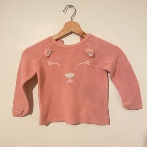 Zara Pink Knit Kids Sweater with Animal Face